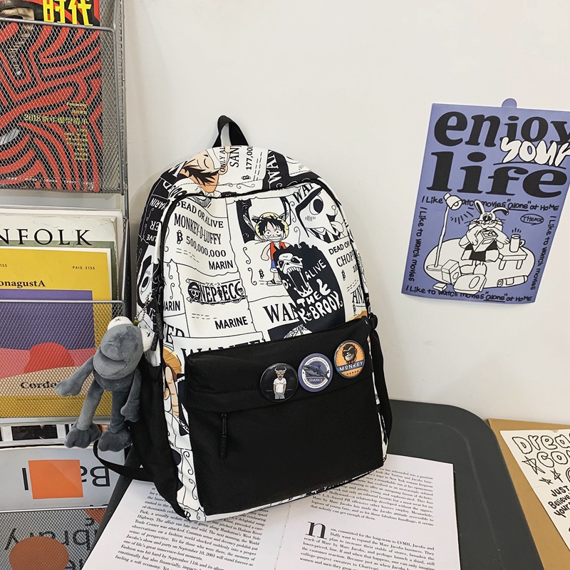 Blanco mochila + colgante + badge2