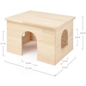Casa para mascotas de madera maciza 30x24x17.5cm color natural para hámster, conejillo de indias, chinchilla, rata - Product Image 4