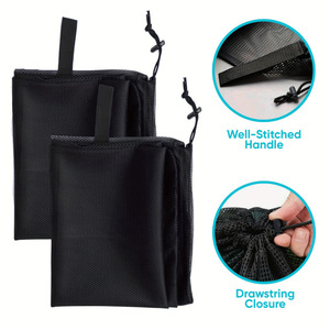 Bolsa de lavandería grande, lavable, reciclable y plegable con cordón, de malla, para lavar ropa y zapatos, color negro. - Product Image 4