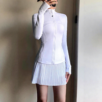 Bestseller transfrontalier : Ensemble deux pièces uni avec veste de yoga ajustée à col mandarin, infroissable et à séchage rapide