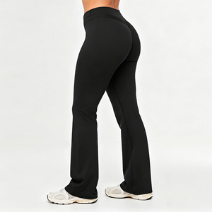 Pantaloni Yoga Bootcut in Viscosa di Bambù Taglie Forti <span class=keywords><strong>Neri</strong></span>, Leggings <span class=keywords><strong>Svasati</strong></span> Elasticizzati Delicati sulla Pelle - Product Image 3