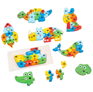 Zhiqu đồ chơi 3D Câu Đố khối xây dựng lớn bảng cầm tay giáo dục sớm phim hoạt hình động vật khủng long trẻ em sáng tạo tự làm - Product Image 1