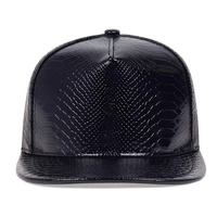 Grosir topi bisbol motif buaya PU modis Logo kustom topi bertepi datar kulit PU topi Snapback Hip-hop