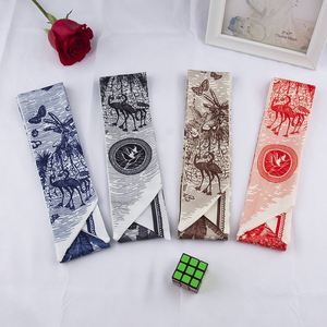 Flamingo Plaid Scarf Hair Band Retro Female Temperament Arm Bag Ribbon Long Ribbon <b>Headband</b> <b>Bow</b> Hair Accessories - Product Image 1