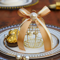 Mini boîte à bonbons en métal creux en feuille d'or pour gâteau, cadeau de mariage, de fête prénatale, fourniture de fête