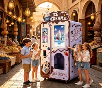 Kiosque de vente automatique de crème glacée sans personnel avec une saveur et six distributeurs de garnitures pour les lieux à fort trafic