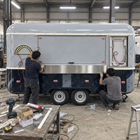 Remorque alimentaire rétro en acier inoxydable sur mesure, cuisine mobile extérieure, remorque de restauration à vendre