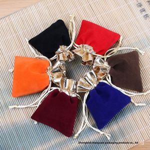 <b>Red</b> High-End Velvet Drawstring Jewelry Bag Gold Edge Wholesale Direct Sale Recyclable for Necklaces Rings Glasses Stamping - Product Image 4