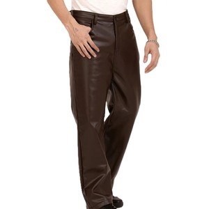 Nuevos Pantalones de Cuero para Hombre, Rectos, Lisos, en Colores Personalizados, Formales, para Exteriores, Impermeables, Ecológicos y Ligeros, en Oferta - Product Image 1