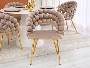 JP Design Ball Home <span class=keywords><strong>Fauteuil</strong></span> <span class=keywords><strong>beige</strong></span> Chaise de salle à manger rembourrée Chaise de jardin Chaise de salle à manger en velours avec pieds en métal doré - Product Image 5