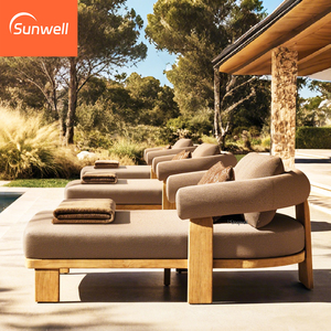 Chaises longues de luxe pour l'extérieur, meubles de jardin, piscine, imperméables, plage, bois moderne, lit de soleil, cour, loisirs, jardin - Product Image 6