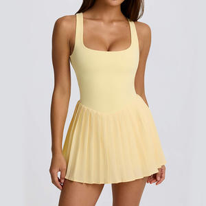 Kustom Logo menjalankan warna memblokir lipit <span class=keywords><strong>2</strong></span> in 1 Rok Golf tenis Bra Femme Pickleball pakaian gaun untuk wanita - Product Image 5