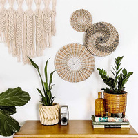 Panier mural en jonc de mer AHOME, décor en jonc de mer tissé à la main, décoration de salon, paniers de maison, décorations de chambre à coucher Vintage