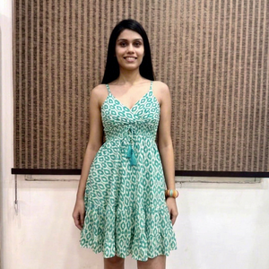 Women's Daily Summer Boho Simple Floral Printed Silk Viscose Polyester Woven Loose Silhouette Floor-Length Ruffle Hem <b>Elastic</b> - Product Image 1