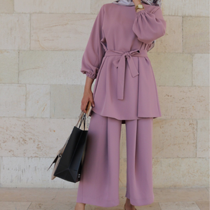 Ensemble Musulman de Prière pour Femme, Tenue Arabe Tendance, Hauts à Manches Longues et Pantalon Large, Ensembles Assortis Islamiques pour Femme, Survêtements 2 Pièces, Kaftan Turc - Product Image 3