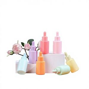 Modern Colored Essential Oil Bottle Macaron 30ml <b>Flat</b> Shoulder Cosmetics Sample Bottles Dropper Serum Bottles Customizable - Product Image 1