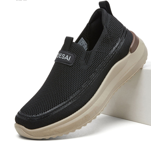 Wholesale Men's Sneakers Breathable Fabric Casual Shoes Comfortable Slip-on Walking Shoes PU Sole Daily Wear Flat Shoes for Men