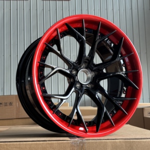 Jantes 2 pièces en aluminium forgé finition rouge et noir 17 19 20 21 pouces pour BMW Porsche <span class=keywords><strong>Mercedes</strong></span> <span class=keywords><strong>AMG</strong></span> 4x100 5x100 5x108 4x108 - Product Image 3