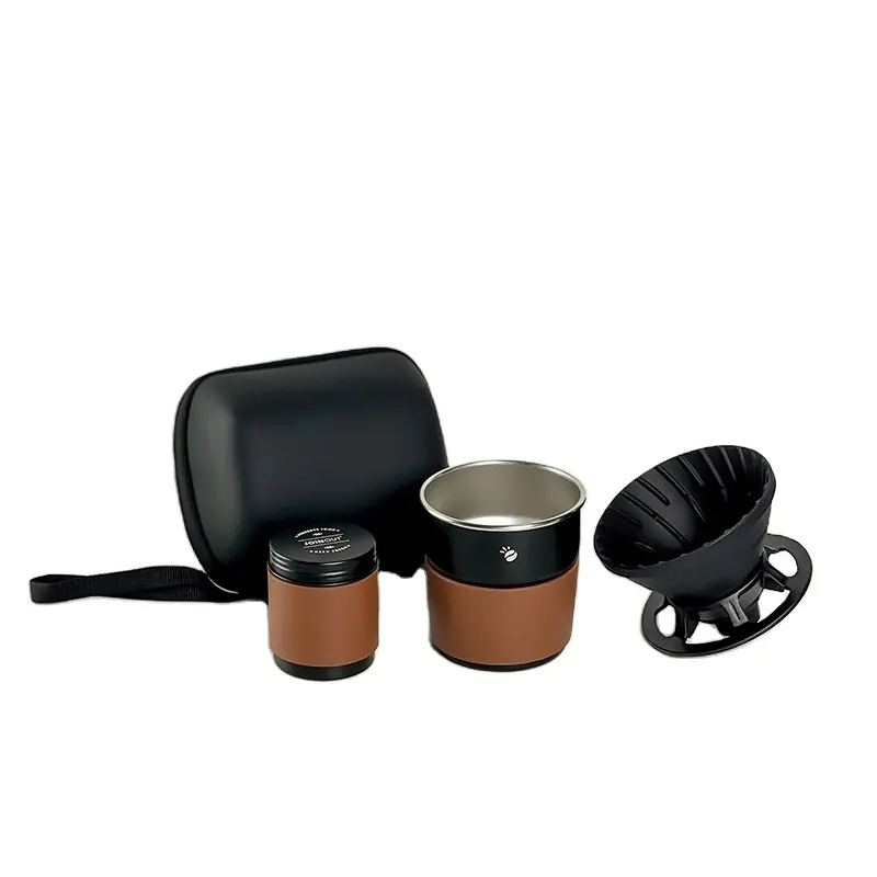 Outdoor Auto Camping Roestvrijstalen Koffiefilter Draagbare Reis Siliconen Filter Cup Combinatie Koffie Cadeau Set