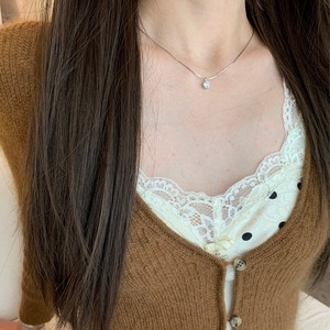 Collar de Plata de Ley S925 con Diamantes, Diseño de Burbuja Brillante con Gota de Agua Azul y Nicho Desértico - Product Image 2