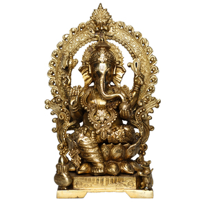 Estatua de Ganesh de latón hecha a mano de alta calidad, diseño tradicional para fines religiosos y decorativos - Product Image 3