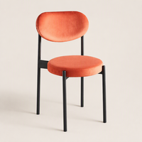 Chaise d'appoint de cuisine avec dossier ovale rembourré et siège rond, structure en métal, orange, chaise de salle à manger moderne