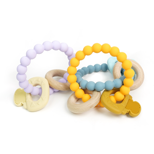 <span class=keywords><strong>Bracelet</strong></span> de dentition en Silicone sans BPA pour bébés, anneau pour soulager la douleur des dents, sécurité, avec anneau en bois et donuts, 1 pièce - Product Image 6