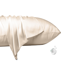 Ensemble de taies d'oreiller en soie satinée de luxe à double couche, 100% soie, 3 pièces, uni, logo personnalisé, qualité hôtel 5 étoiles, taille extra large