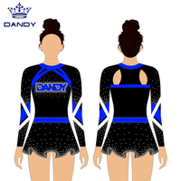 Uniformes de cheerleading personnalisés brillants pour adolescentes, uniforme de fille de l'équipe de cheerleading scolaire, robe uniforme pour femmes avec bleu vif