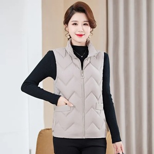 Automne hiver mi-âge femmes mode rembourré gilet gilet fermeture éclair poches <span class=keywords><strong>sans</strong></span> manches <span class=keywords><strong>matelassé</strong></span> <span class=keywords><strong>veste</strong></span> hauts chaud manteau gilet - Product Image 1