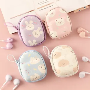 제조업체 도매 KIKI-401 이어폰 귀여운 토끼 곰 고양이 지퍼 보관 가방 유선 헤드폰 3.5mm