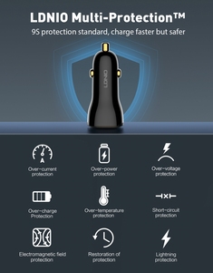 LDNIO C103 60W <span class=keywords><strong>USB</strong></span> C caricatore per auto doppio C <span class=keywords><strong>accendisigari</strong></span> Super veloce adattatore caricabatterie per auto PD30W + PD30W caricabatteria per telefono auto - Product Image 4