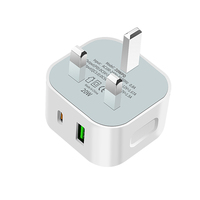Pengisi Daya Cepat 20W PD Tipe-C untuk Ponsel, Adaptor PD US/UK/EU dengan Kabel USB