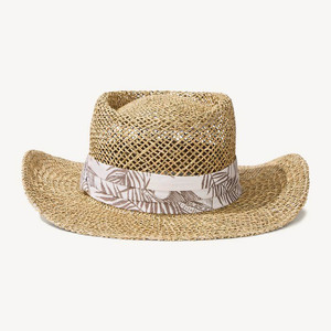 Chapeaux de paille d'été pour hommes Design personnalisé Chapeaux de bateau Casquette en gazon naturel tissée à la main - Product Image 5