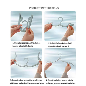 Folding Travel <b>Hangers</b> Portable Random Color Plastic Non Closet Drying Rack Space Saving Home for Dress Pants Suit - Product Image 5