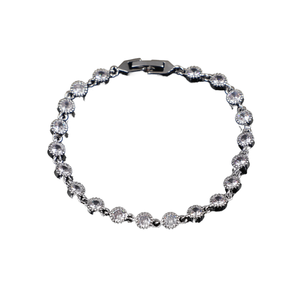Pulsera de tenis clásica chapada en rodio con circonitas redondas engastadas en bisel, joyería de moda unisex para ocasiones de boda - Product Image 1