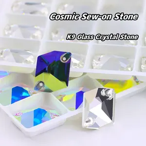 SZ Cosmic Sew - on pietra K9 vetro 13*17mm due fori diamante cristallo AB piatto retro strass da donna