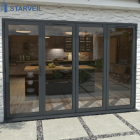 Porte patio française en aluminium à double vitrage pour extérieur, design battant, pour espace de réunion extérieur, étanche et résistante aux intempéries