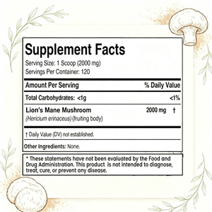 Private Label Lion's Mane Mushroom Extract Powder | Bulk Powder | for Brain Health & Immune Health <b>Supplement</b> OEM Package - Product Image 2