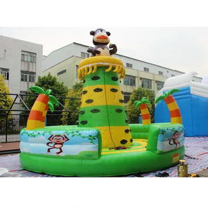 Muro de Escalada Inflable con Diseño de <span class=keywords><strong>Mono</strong></span> de la Selva, con Agarraderas con Forma de Huella y Plataforma Azul para Parques Infantiles y <span class=keywords><strong>Eventos</strong></span> - Product Image 1