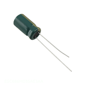 Condensateur à traversée de canal, à montage radial, en aluminium, 68 µF, 20 %, 35 V, ESC686M035AE3AA - Product Image 1