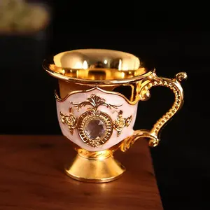 Fashion Europe and The United States Style Creative Home Metal White Wine Cup Alloy Pattern Gems Decorated Classical Wine Sets