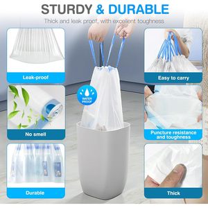 ถุงขยะแบบมีเชือกผูก ขนาด 4 แกลลอน 200 ใบ สำหรับใช้ในห้องน้ำและห้องครัว - Product Image 3
