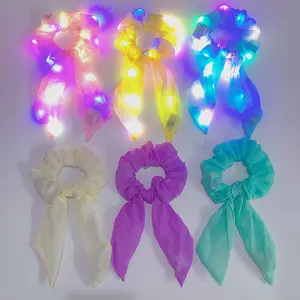Однотонные аксессуары для волос, повязка на голову со светодиодной подсветкой для девочек, головной убор, праздничная эластичная лента для волос, светящаяся