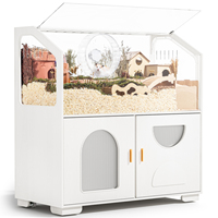 Enclos pour hamster de style BucatstateFurniture avec rangement, petite cage pour animaux de compagnie avec armoire de rangement