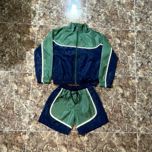 Custom Men's Shorts <b>Set</b> Zip up Reflective Windbreaker Jacket <b>Set</b> <b>Embroidery</b> Logo Nylon Waterproof Gradient Stripe Tracksuit - Product Image 1