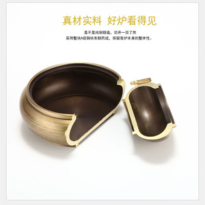 Quemador de incienso de cobre puro de tres patas con nubes auspiciosas y asas de oreja de león, ideal para uso doméstico, incienso de agar para interiores. - Product Image 4
