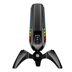 Hifi Cardioid RGB light Studio Microphone 360 degree Rotatable Stand Gaming Computer Condenser Microphone
