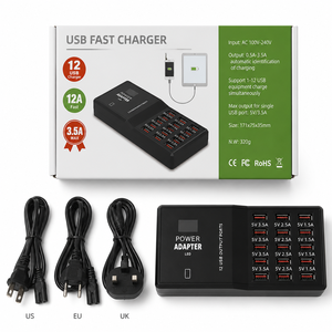 <span class=keywords><strong>Chargeur</strong></span> USB multi-ports 12 ports 60W à charge rapide en PVC, entrée 220V, adaptateur QC 3.0 pour téléphones, tablettes et consoles de jeux - Product Image 6