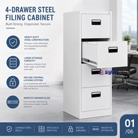 Armoire à documents, mobilier de bureau à domicile, rangement de dossiers, armoire verticale en acier à 4 tiroirs avec coffre-fort
